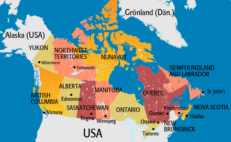 Kanada Karte, Landkarte Kanada